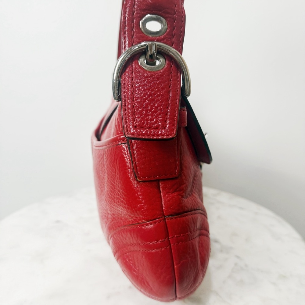 Vintage Coach Red Pebble Leather Soho Shoulder Bag Dyed - Picture 7 of 10